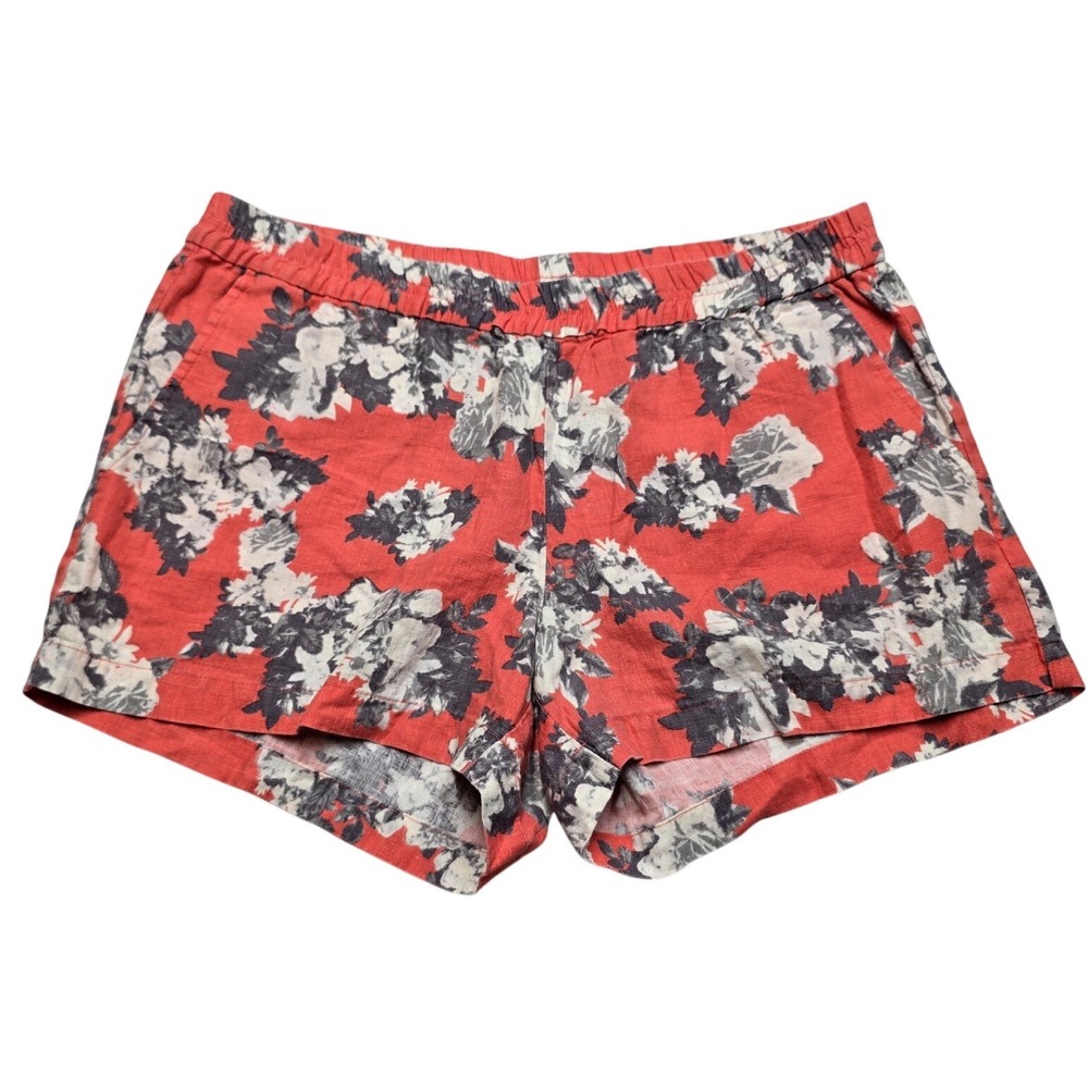 KUT from the Kloth Floral Linen Shorts Red Boho Summer Beach Women Size 12